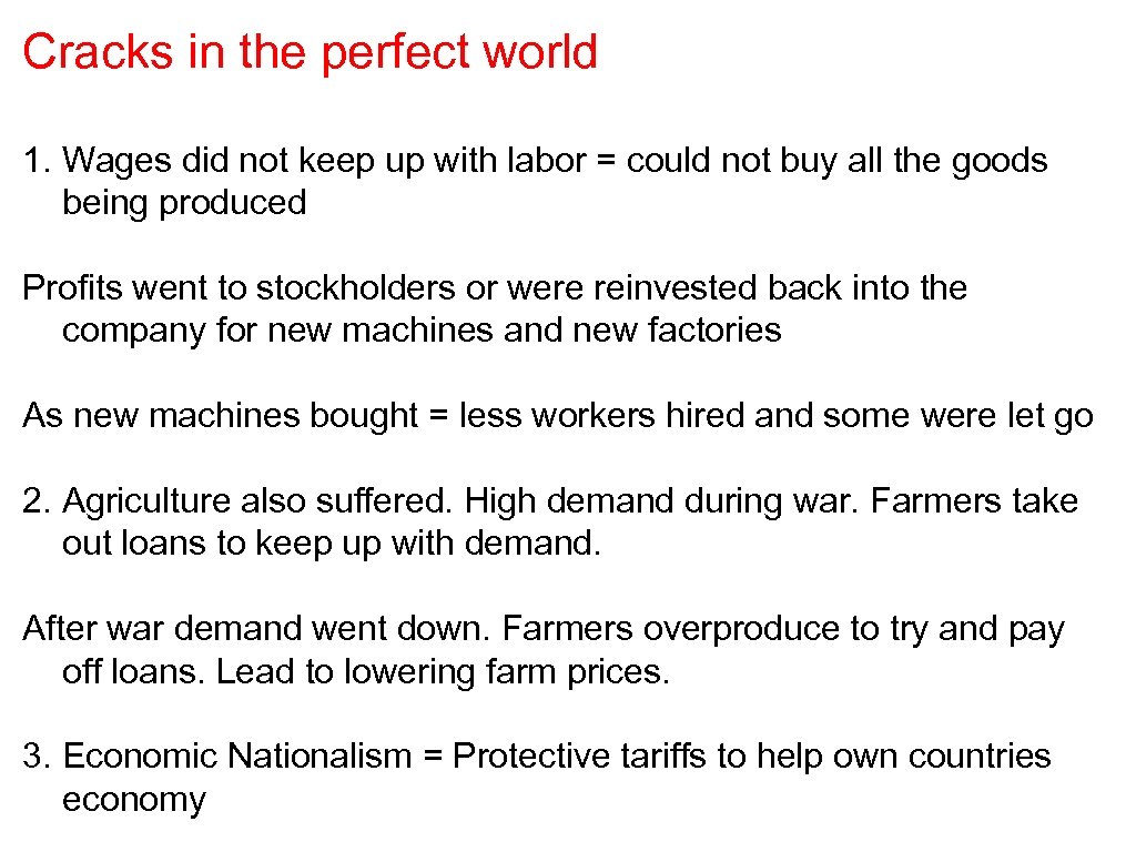 Cracks in the perfect world 1. Wages did not keep up with labor =