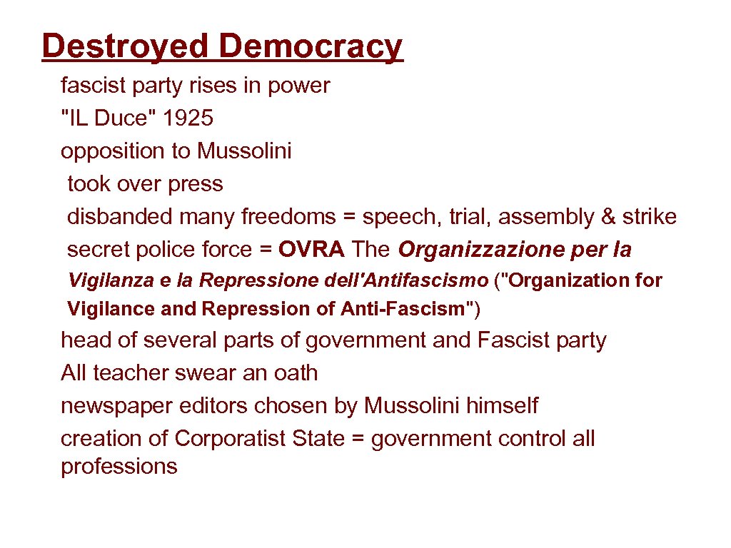 Destroyed Democracy fascist party rises in power 