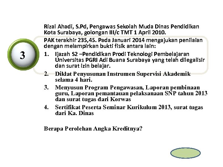 3 Rizal Ahadi, S. Pd, Pengawas Sekolah Muda Dinas Pendidikan Kota Surabaya, golongan III/c
