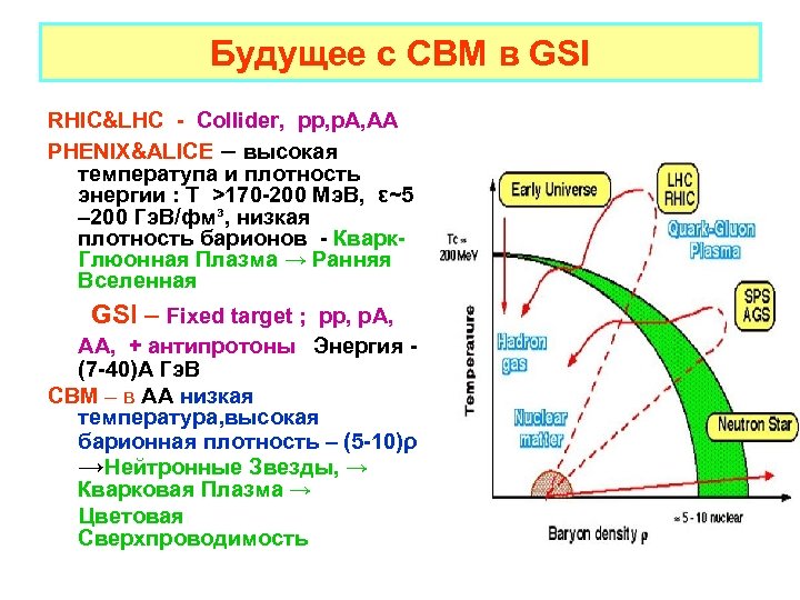 Будущее с CBM в GSI RHIC&LHC - Collider, pp, p. A, AA PHENIX&ALICE –