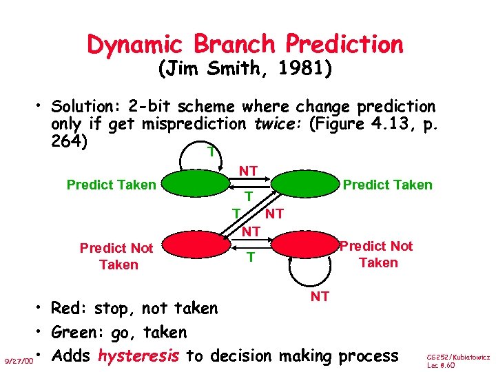 Dynamic Branch Prediction (Jim Smith, 1981) • Solution: 2 -bit scheme where change prediction