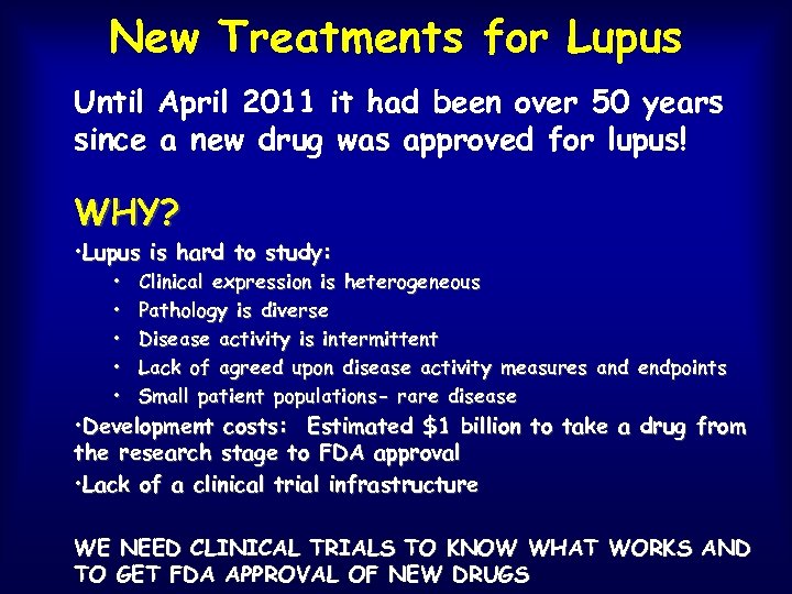 New Treatments for Lupus Until April 2011 it had been over 50 years since