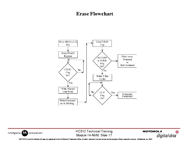 Erase Flowchart HCS 12 Technical Training Module 14 -NVM, Slide 17 MOTOROLA and the