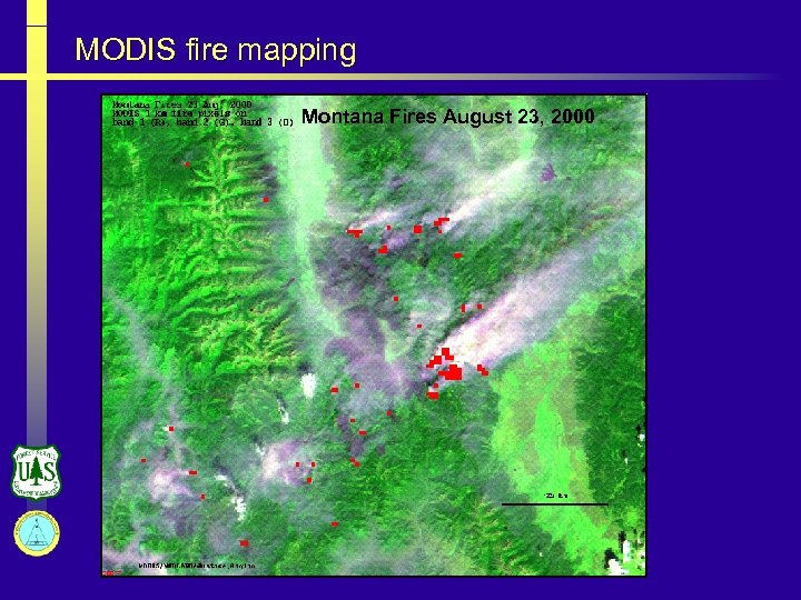 MODIS fire mapping Montana Fires August 23, 2000 
