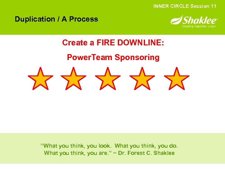 INNER CIRCLE Session 11 Duplication / A Process Create a FIRE DOWNLINE: Power. Team