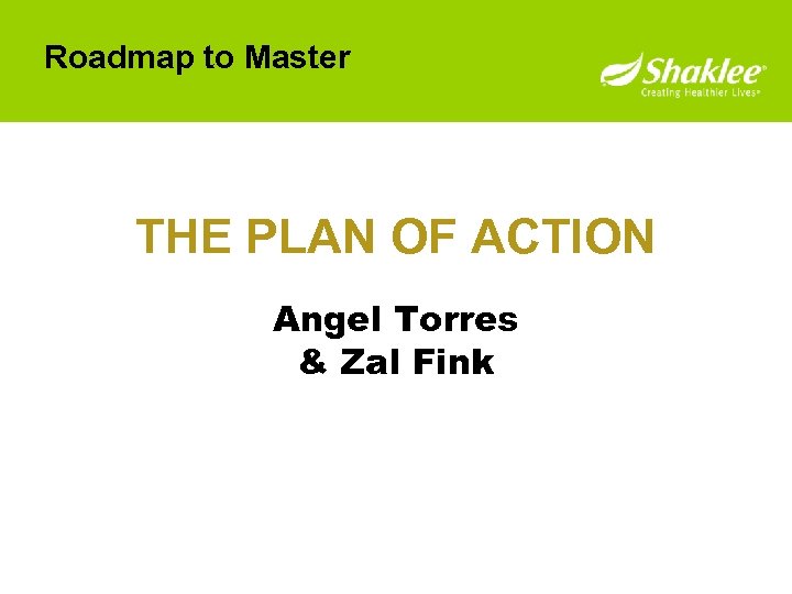 Roadmap to Master THE PLAN OF ACTION Angel Torres & Zal Fink 