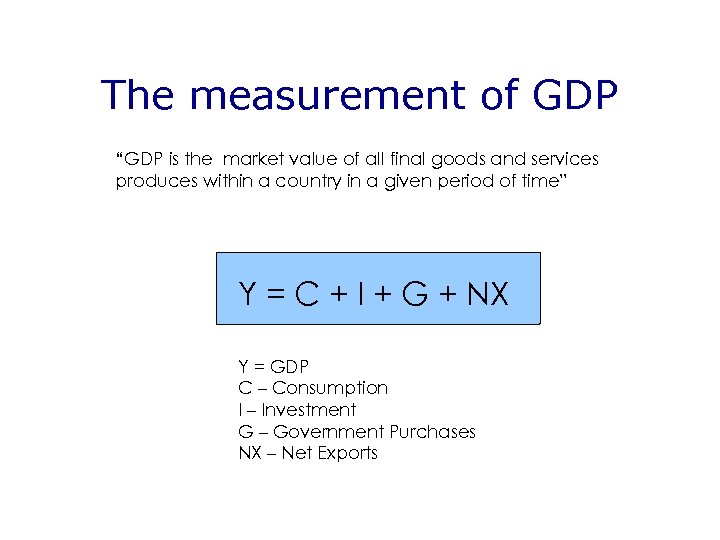 The measurement of GDP “GDP is the market value of all final goods and