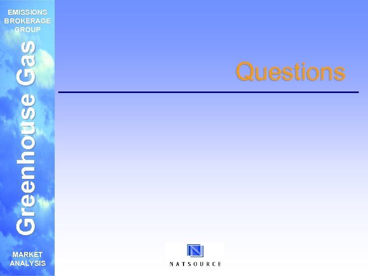 Greenhouse Gas EMISSIONS BROKERAGE GROUP MARKET ANALYSIS Questions 