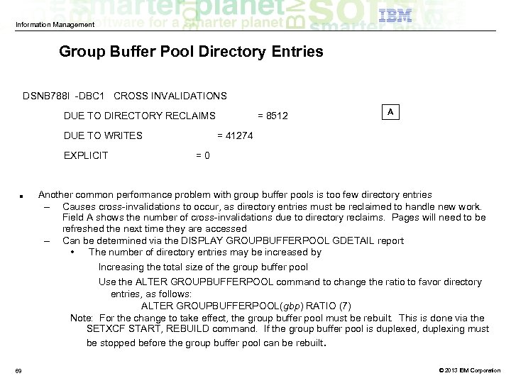 Information Management Group Buffer Pool Directory Entries DSNB 788 I -DBC 1 CROSS INVALIDATIONS