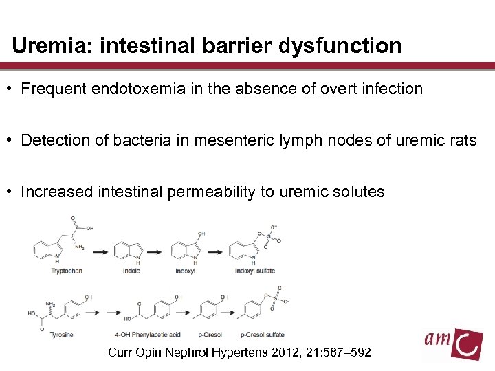 Uremia: intestinal barrier dysfunction • Frequent endotoxemia in the absence of overt infection •