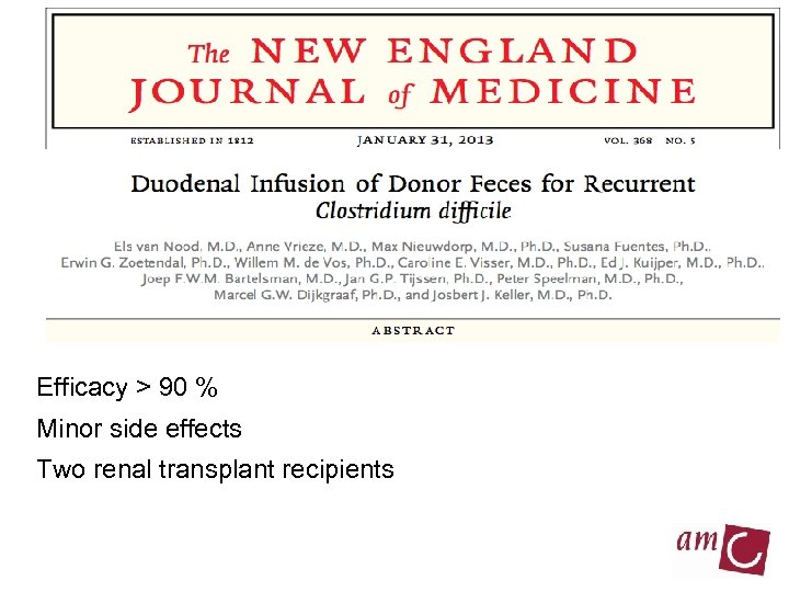 Efficacy > 90 % Minor side effects Two renal transplant recipients 