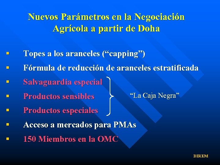 Nuevos Parámetros en la Negociación Agrícola a partir de Doha § Topes a los