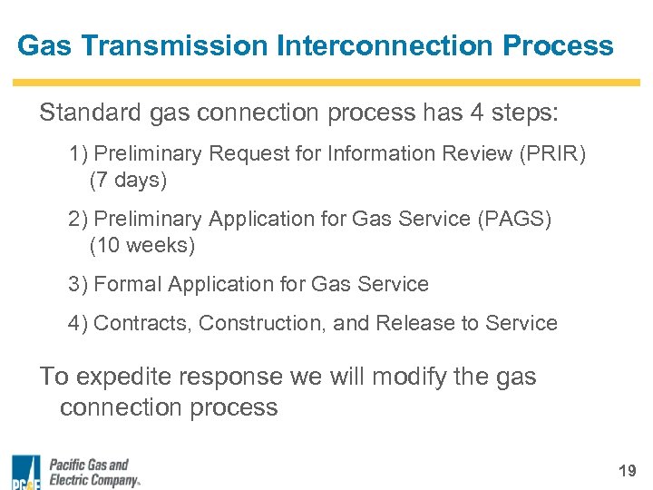 Gas Transmission Interconnection Process Standard gas connection process has 4 steps: 1) Preliminary Request