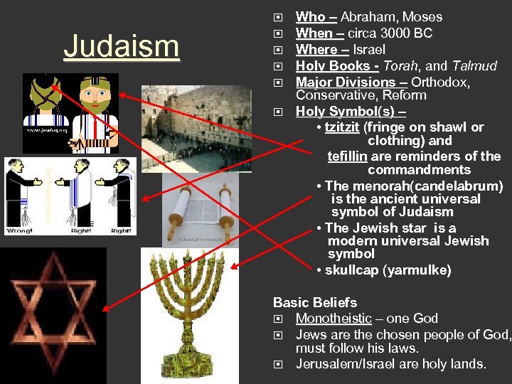 Judaism Who – Abraham, Moses When – circa 3000 BC Where – Israel Holy