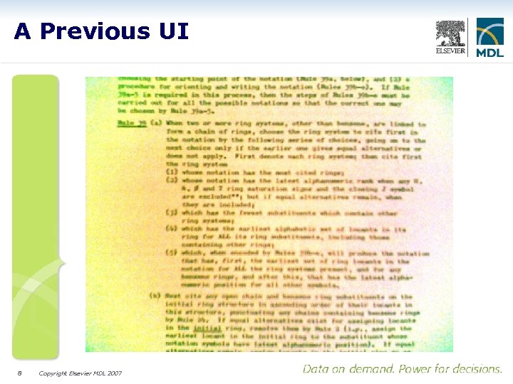 A Previous UI 8 Copyright Elsevier MDL 2007 