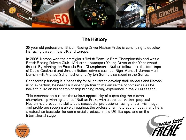 The History 25 year old professional British Racing Driver Nathan Freke is continuing to