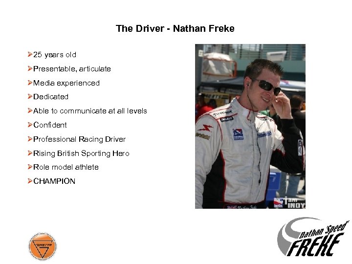 The Driver - Nathan Freke Ø 25 years old ØPresentable, articulate ØMedia experienced ØDedicated