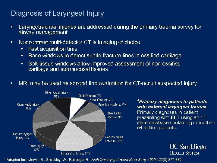 Diagnosis of Laryngeal Injury • Laryngotracheal injuries are addressed during the primary trauma survey