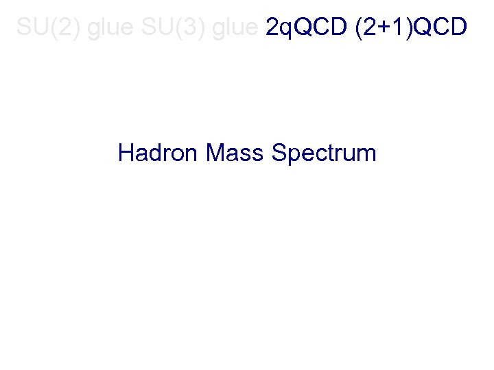 SU(2) glue SU(3) glue 2 q. QCD (2+1)QCD Hadron Mass Spectrum 