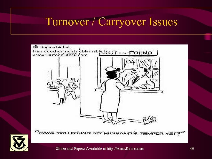 Turnover / Carryover Issues Slides and Papers Available at http: //Anat. Rafaeli. net 40