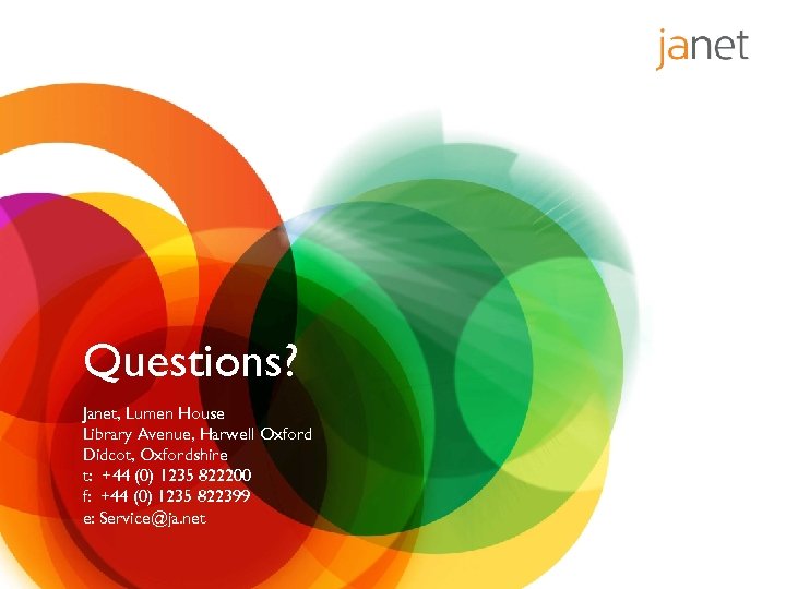 Questions? Janet, Lumen House Library Avenue, Harwell Oxford Didcot, Oxfordshire t: +44 (0) 1235