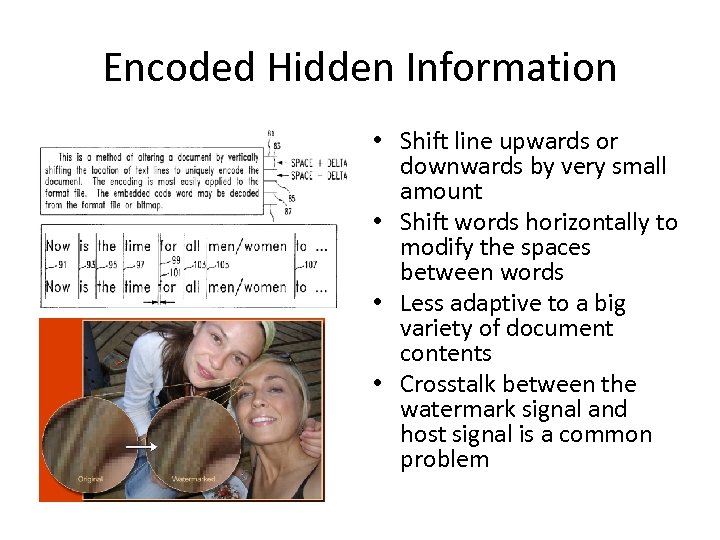 Encoded Hidden Information • Shift line upwards or downwards by very small amount •