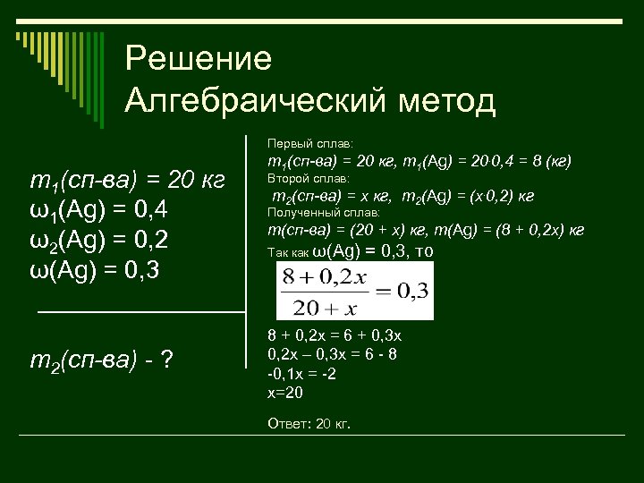 Алгебраический метод. Алгебраический способ решения задач. Методика решения алгебраической задачи. Алгебраический метод решения. Решить алгебраическим методом.