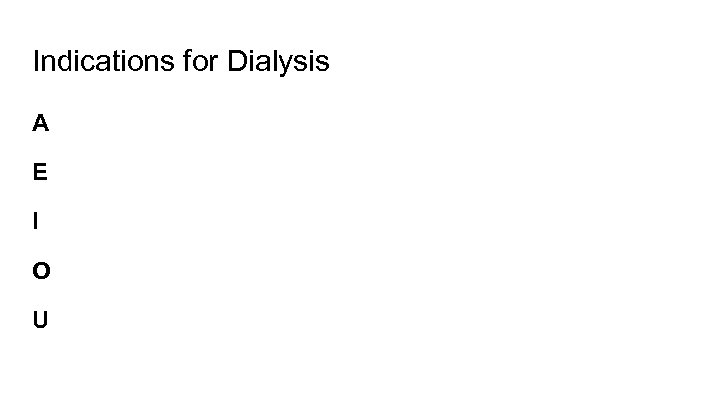 Indications for Dialysis A E I O U 