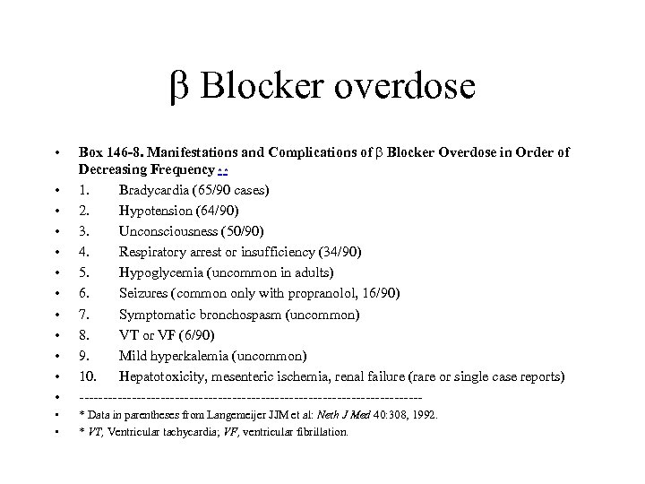  Blocker overdose • • • Box 146 -8. Manifestations and Complications of Blocker