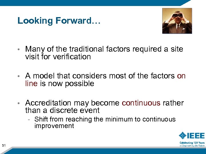 Looking Forward… • Many of the traditional factors required a site visit for verification