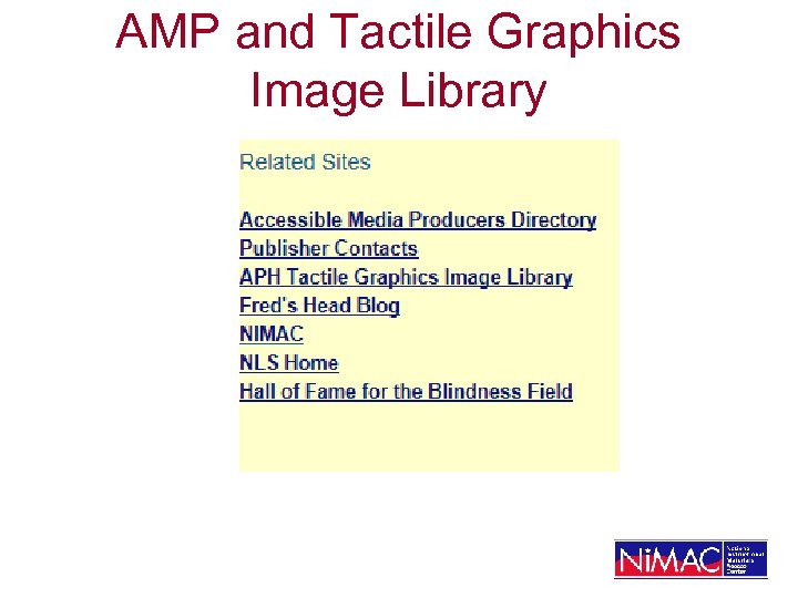 AMP and Tactile Graphics Image Library 