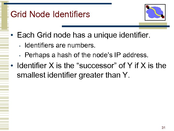Grid Node Identifiers • Each Grid node has a unique identifier. • • Identifiers