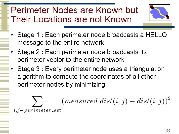 Perimeter Nodes are Known but Their Locations are not Known • Stage 1 :