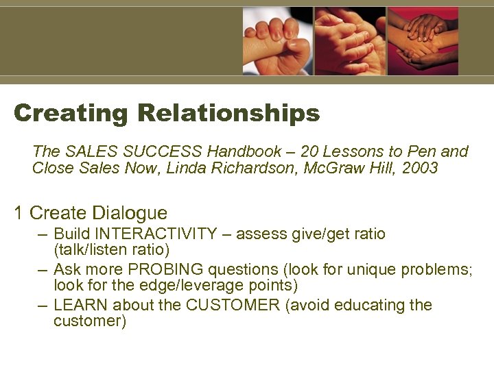 Creating Relationships The SALES SUCCESS Handbook – 20 Lessons to Pen and Close Sales