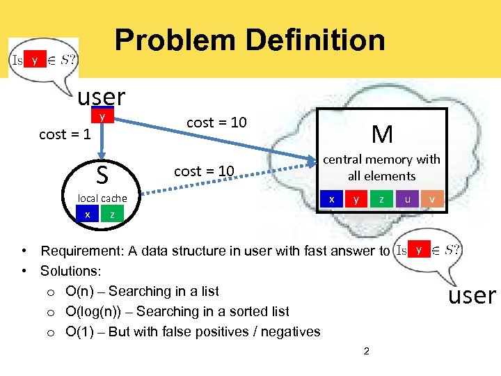 Problem Definition y x user x y cost = 1 S cost = 10