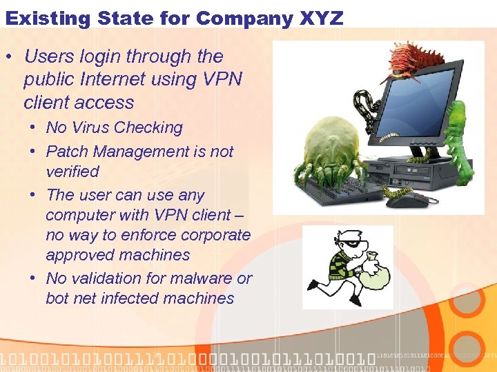 Existing State for Company XYZ • Users login through the public Internet using VPN