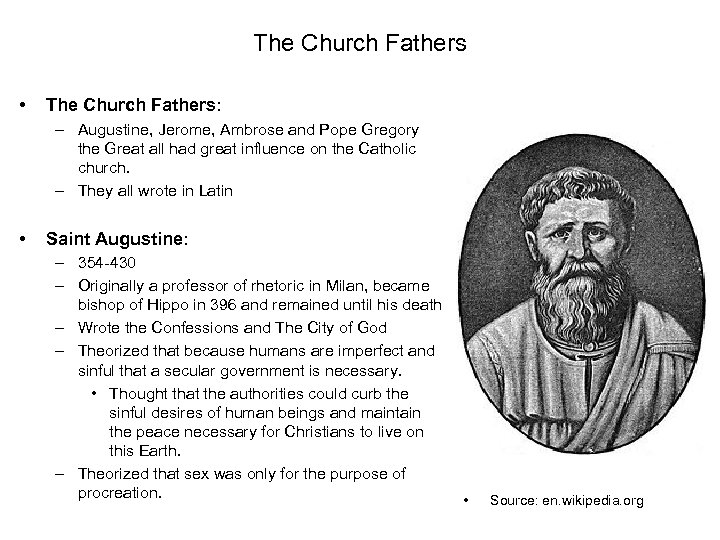 The Church Fathers • The Church Fathers: – Augustine, Jerome, Ambrose and Pope Gregory