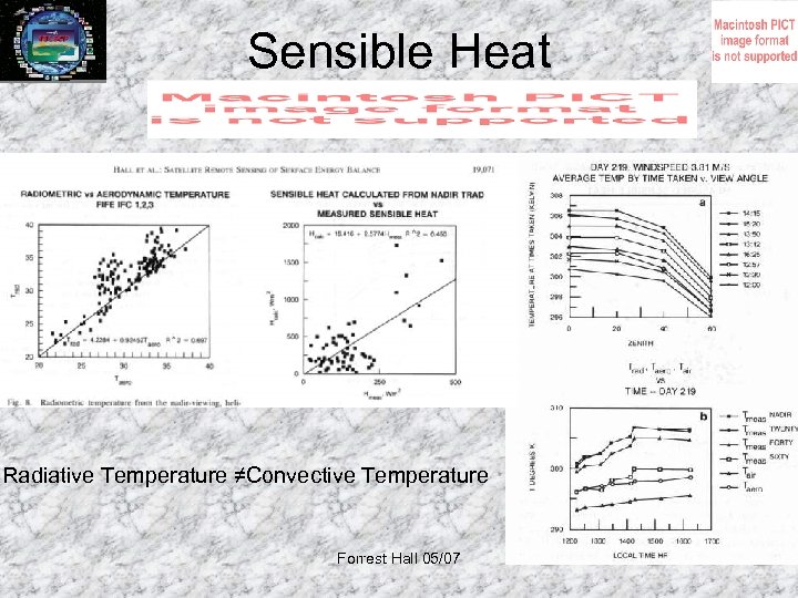 Sensible Heat Radiative Temperature ≠Convective Temperature Forrest Hall 05/07 