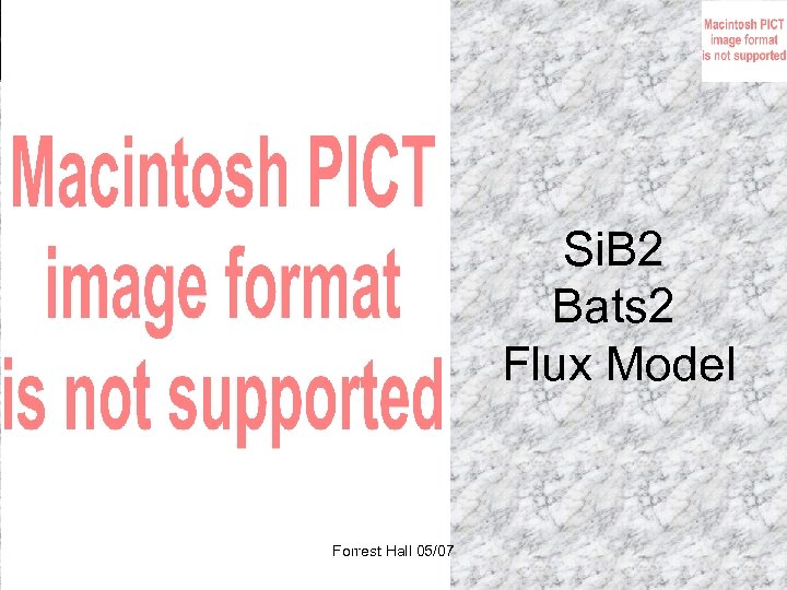 Si. B 2 Bats 2 Flux Model Forrest Hall 05/07 