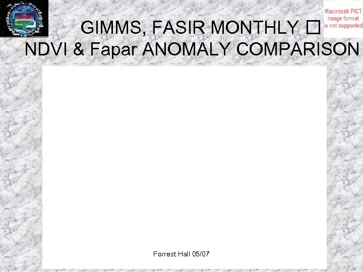 GIMMS, FASIR MONTHLY NDVI & Fapar ANOMALY COMPARISON Forrest Hall 05/07 