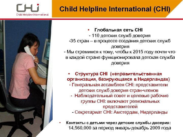 Child Helpline International (CHI) • Глобальная сеть CHI - 110 детских служб доверия -35