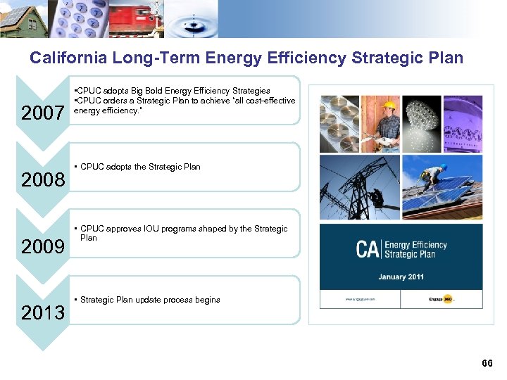 California Long-Term Energy Efficiency Strategic Plan 2007 2008 2009 2013 • CPUC adopts Big