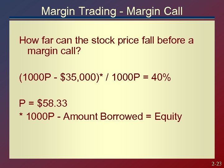 Margin Trading - Margin Call How far can the stock price fall before a