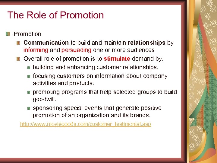 The Role of Promotion Communication to build and maintain relationships by informing and persuading