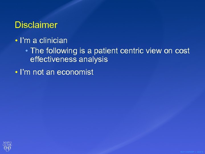Disclaimer • I’m a clinician • The following is a patient centric view on