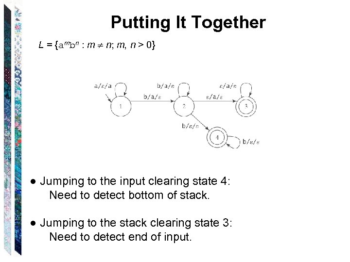 Putting It Together L = {ambn : m n; m, n > 0} ●