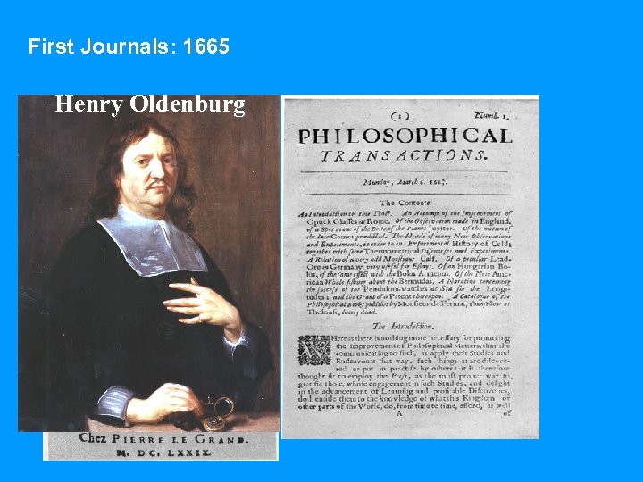 First Journals: 1665 Henry Oldenburg 