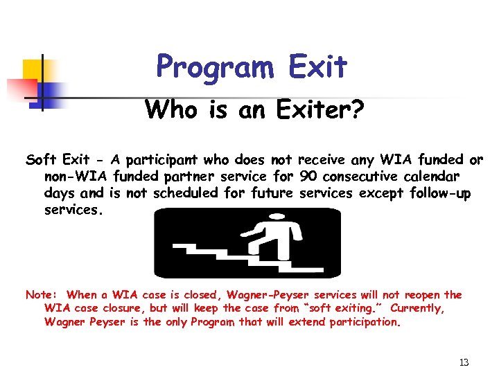 Program Exit Who is an Exiter? Soft Exit - A participant who does not