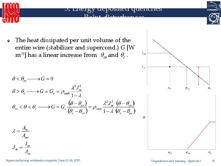 5. Energy deposited quenches Point disturbances The heat dissipated per unit volume of the