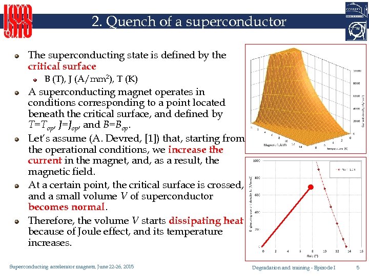 2. Quench of a superconductor The superconducting state is defined by the critical surface